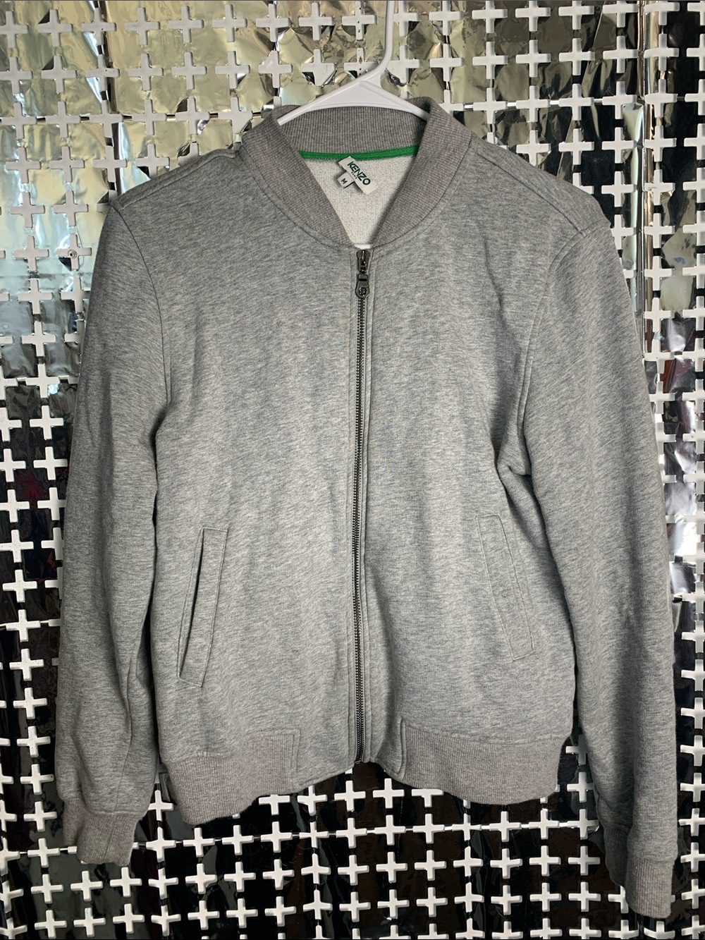 Kenzo Gray Heather Zip Front Sweatshirt Jacket